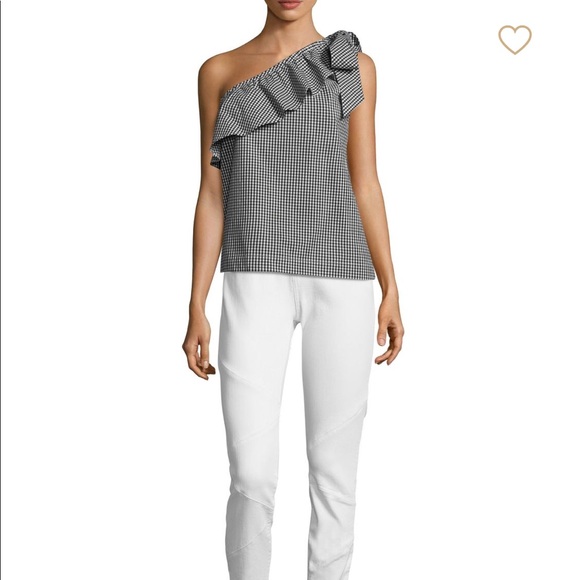 Vineyard Vines Petit Gingham One Shoulder Bow Top - Picture 2 of 8